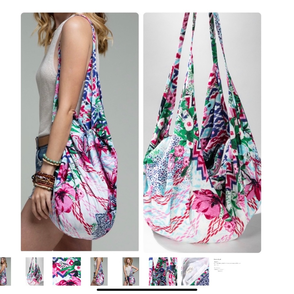 Boho Floral Multicolor Sling Tote Bag